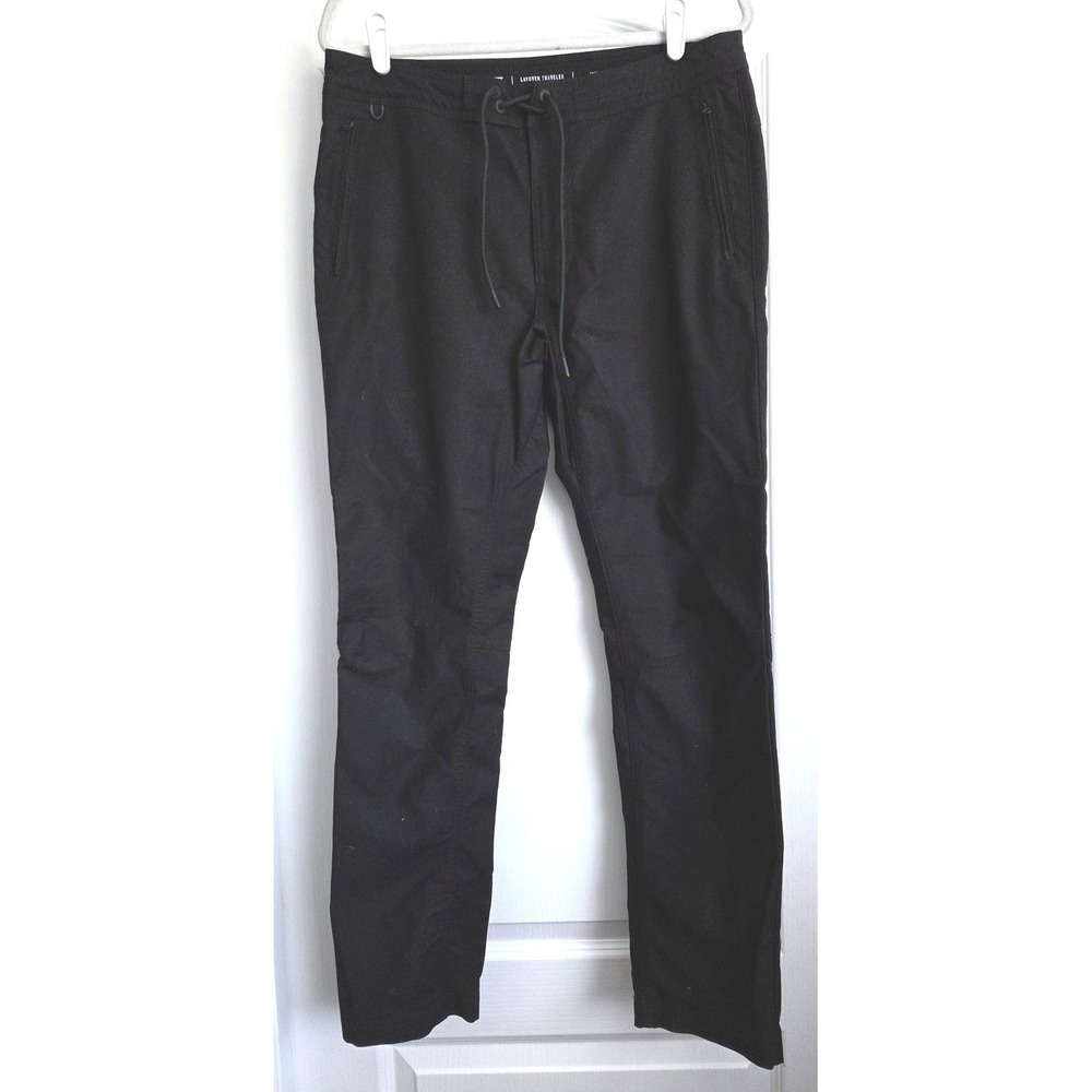 Roark Layover Traveler Pants Mens Black Stretch Canvas Utility Trousers Sz 34